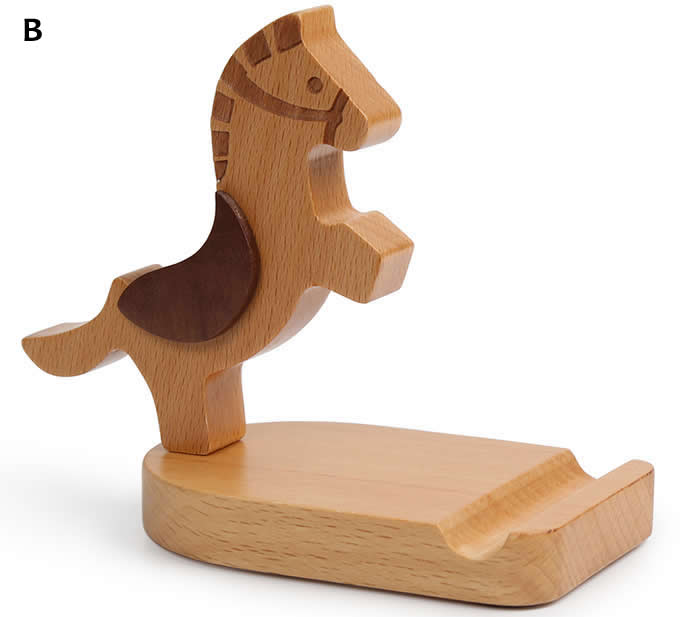 Natural Wooden Horse Cell Phone Stand Holder For Iphone ...