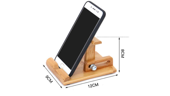 Bamboo Adjustable Multi-Angle Cell Phone iPad Stand Holder - FeelGift