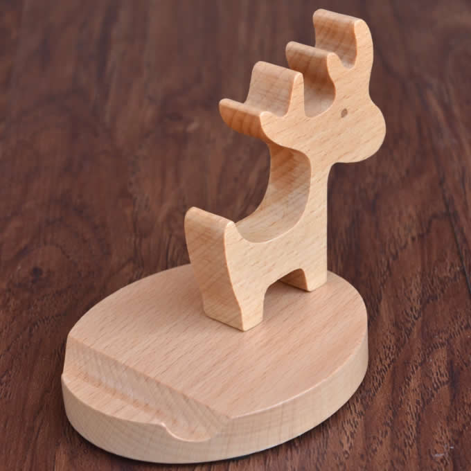 Wooden Deer Cell Phone iPad Stand Holder - FeelGift
