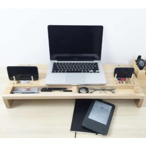 Laptop Stand and Desk Organizer with Keyboard Storage and IPad Tablet Cellphone Slots Stylish Bamboo Printer iMac LCD TV PC Monitor Stands Royal Craft Wood Computer Monitor Stand Riser 