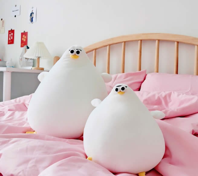 Fun White Cartoon Fat Seagull Plush Pillow Doll Toy