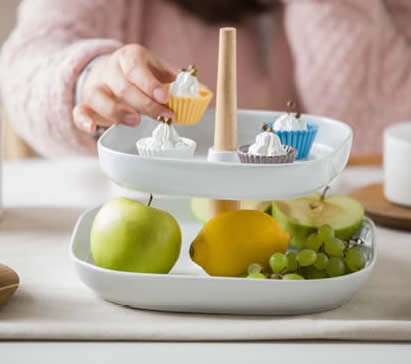  2-Tier Ceramics Fruit Bowl