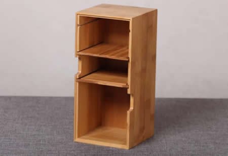 3 Compartments Wooden Divided Boxes Desktop Storage Home Office Organizer Case