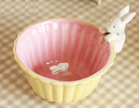 3D Rabbit  Figurine Decorative  Fruit Salad Bowl 