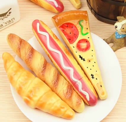 4 Pcs Food Bread Pizza Hot Dogs  Ballpoint Pen