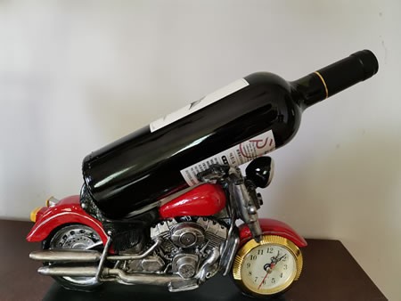 Creative motorcycle shape resin wine bottle wine holder with clock