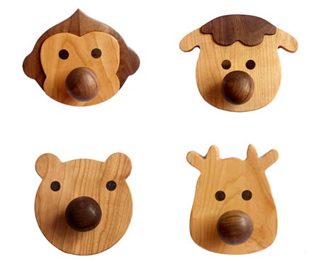 Cute cartoon small animal home wooden wall hook