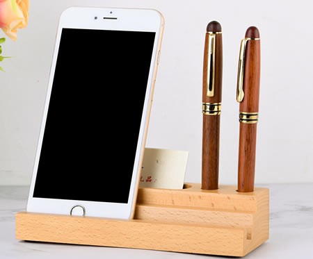 Brief multifunction wooden mobile phone holder pen holder business card case