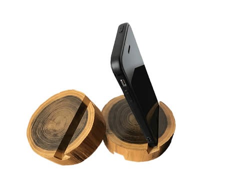 Retro wooden pile shaped wooden mobile phone stand cellphone holder
