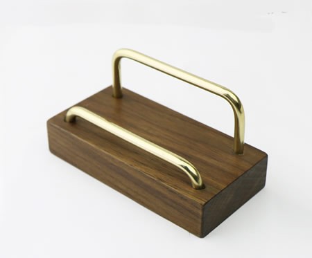 Simple black walnut wood brass cell phone stand phone holder