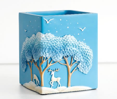 Exquisite blue dream jungle deer office organize pen holder