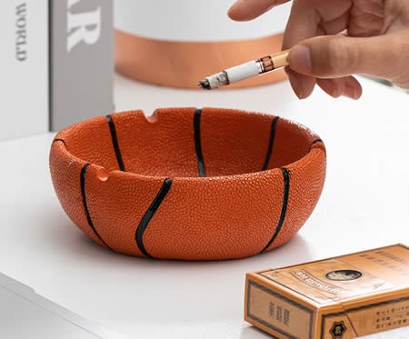 Fun basketball football ceramic round ashtray