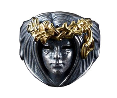 Classic Ancient Greek Goddess Of Luck Silver Ring