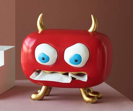 Fun Red Monster Cartoon Home Desktop Decoration Tissue Box