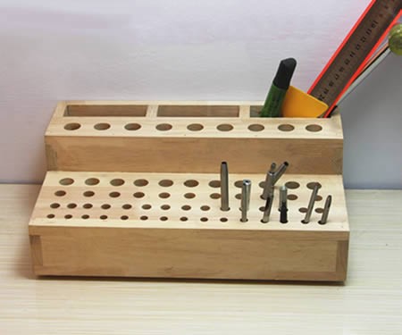 Creative multiple holes pen holder & tools organize wooden storage box 61-hole 