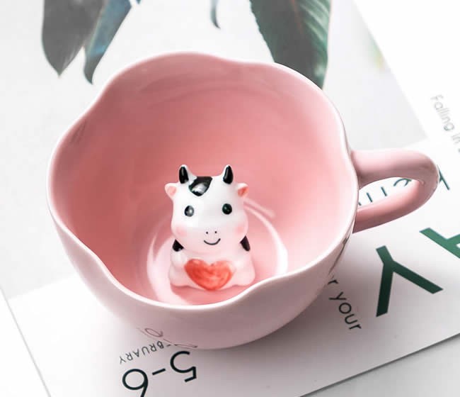 Cute Three-dimensional Little Cow Ceramic Coffee Cup