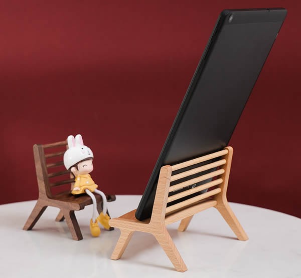 Classic Handmade Wooden Chair Phone Holder (Beech & Black Walnut)