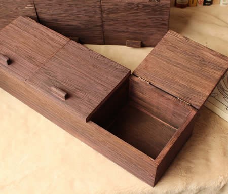 Vintage Paulownia Wooden Tabletop Jewelry Small Item Organize Storage Box