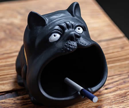 Funny Big Mouth Bulldog Ceramic Ashtray