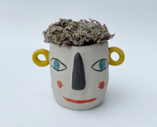 Abstract Cartoon Smiley Small Flower Pot