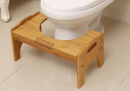 Adjustable Bamboo Toilet Stool Built-In Foot Massager 