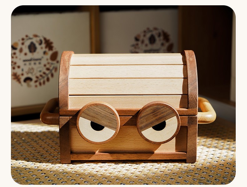 Adorable Monster Wooden Jewelry Storage Box with Big Eyes