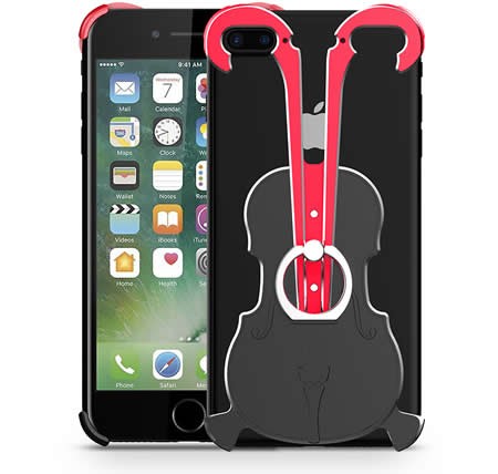 Aluminum Violin Bumper Frame Case With Ring Grip Stand for iPhone 8/8 Plus/7/7 Plus/6/6 Plus/6S/6S Plus