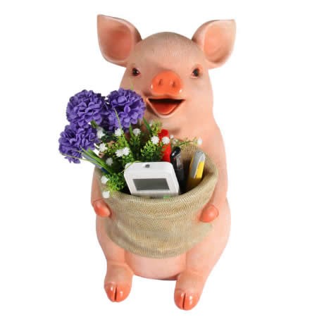 Art Creative Resin Pig Piggy Bank Pen Holder Flower Pot