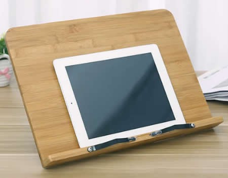 Bamboo Adjustable Reading Rest holder Cookbook Cook Stand / iPad & Tablet Holder 