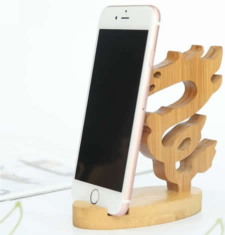 Bamboo Animal Shaped Mobile Phone iPad Holder Stand