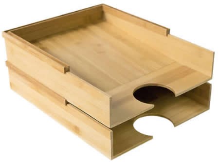 Bamboo Desktop Letter Tray Organizer