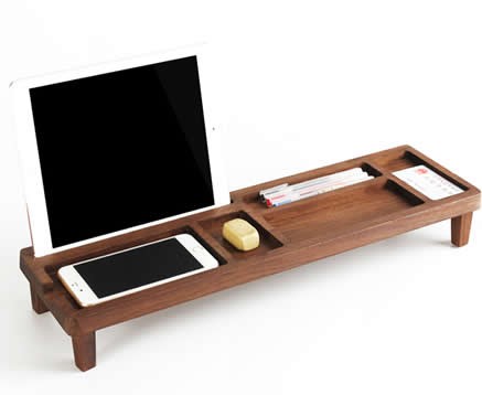 Bamboo Wooden Desktop Organizer Over the Keyboard 