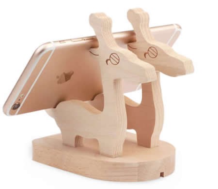 Wooden  Muntjac Deer Cell Phone Stand Charging Dock Holder