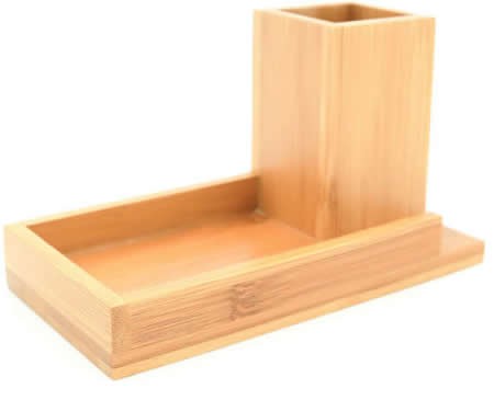 Bamboo Pencil Holder with Tray