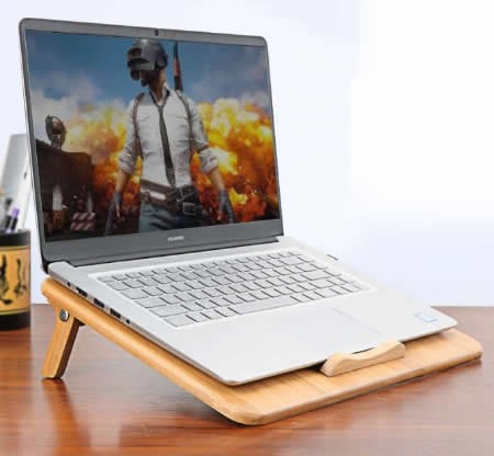 Bamboo  Adjustable Portable Laptop Cooling Pad Stand For  Apple MacBook & PC Laptop