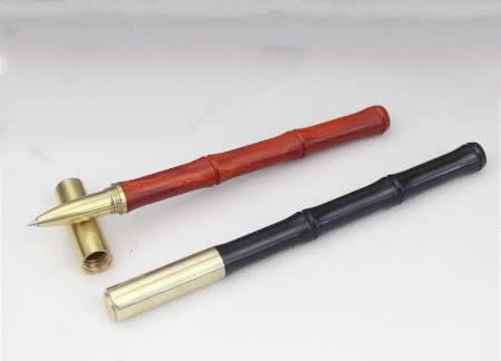 Bamboo Style Wooden Brass Ballpoint Pen