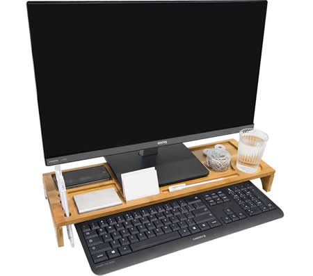 Bamboo Wood Computer Monitor Stand Riser