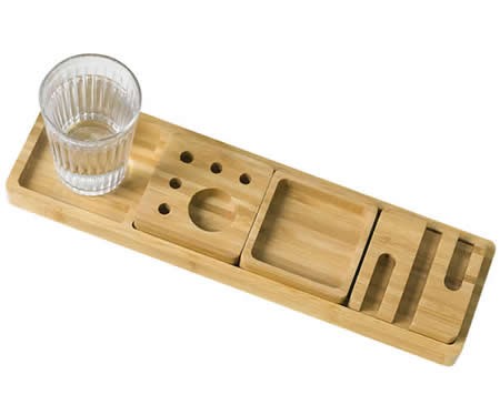 Bamboo Wood Desk Multipurpose Organizer With Tray