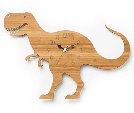 Bamboo Wood Dinosaur Wall Clock