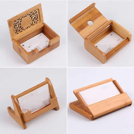 Bamboo Wooden Business Name Cards Display Stand Holder