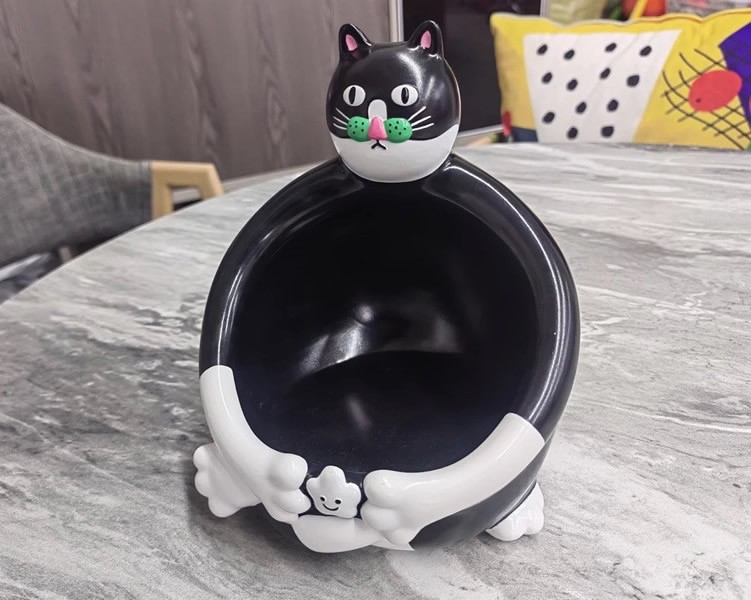 Big Painted Face Cat Storage Tray, Desktop Decoration Organezie