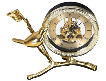 Bird Brass Desk Clock