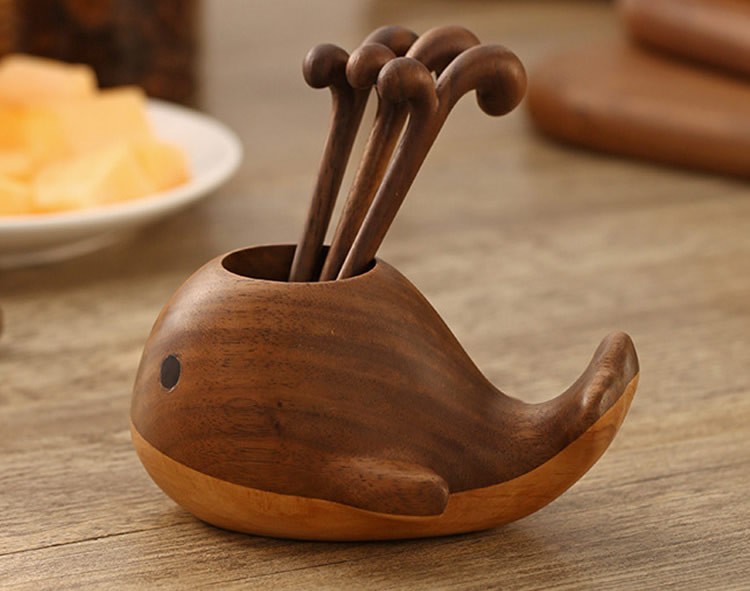 Black Walnut Whale Fruit Fork