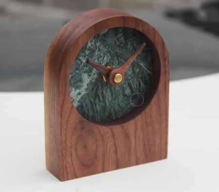 Black Walnut Wood Marble Desk Clock