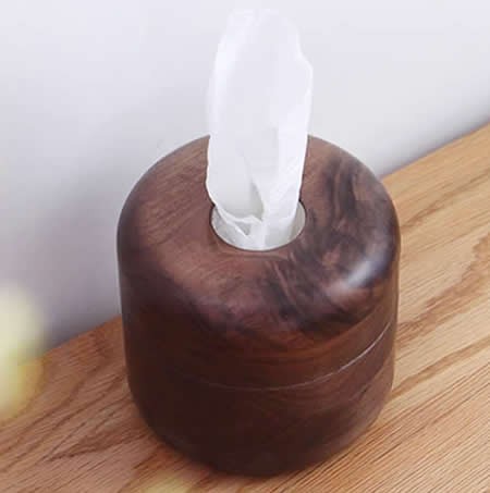 Black Walnut Handmade Wood Round Tissue Box Cover Holder