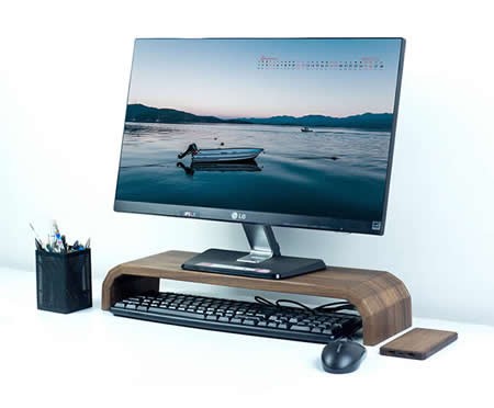 Black Walnut Wooden  Computer Monitor Riser Stands Computer Screen Laptop Rack Organizer Display Bracket Rack 