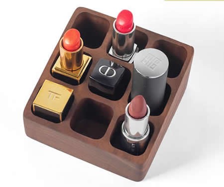 Black Walnut  Wooden Desktop Cosmetic Storage Box Dressing Table Lipstick Protection Skin Product Storage Rack