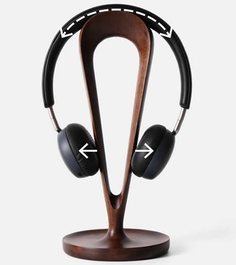 Black Walnut Wooden Headphone Stand Hanger with Cable Plate