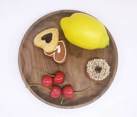  Black Walnut Round Tray Food & Fruit Plate