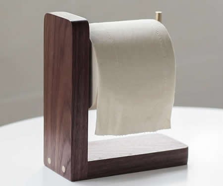Black Walnut Wooden Toilet Paper Roll Holder 